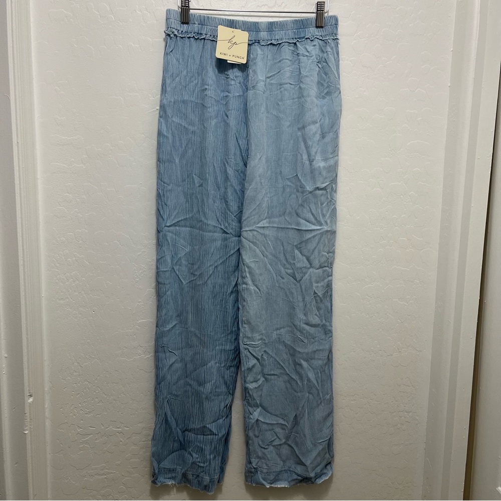 Light Blue Wide-Leg Women's Pants